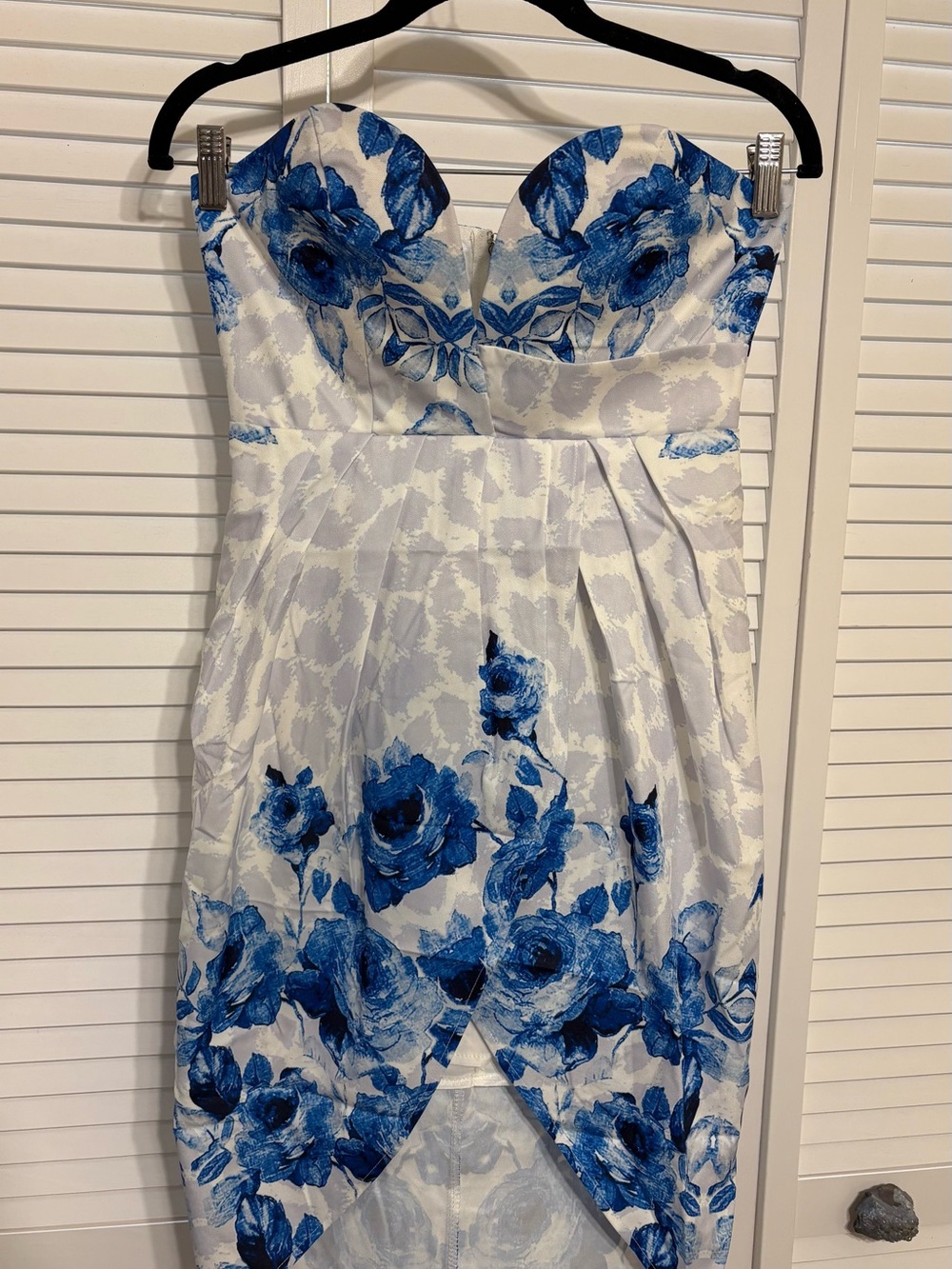 ASOS Strapless White Dress with Blue Leopard and Rose Print